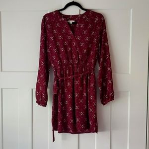 Miami Womens Size Small Burgundy Printed  Dress